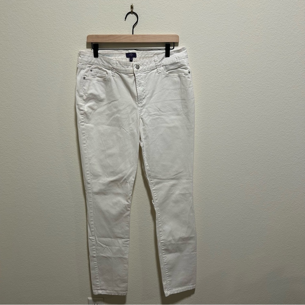 NYDJ Women's Straight Leg Jeans in White Alina legging long